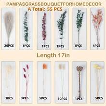 17-calowy bukiet z naturalnych suszonych kwiatów – wystrój wnętrz i wesel w stylu boho, w neutralnych odcieniach beżu, brązu, bieli, zieleni i złota – trwała kompozycja kwiatowa, idealna na środek stołu, do wazonu, jako dekoracja stołu – idealna na wesela, do salonów, biur – elegancka dekoracja w stylu boho, element centralny biura, styl rustykalny, rękodzieło, ozdobne łodygi, organizator imprez - Wielokolorowe - Zobacz 14