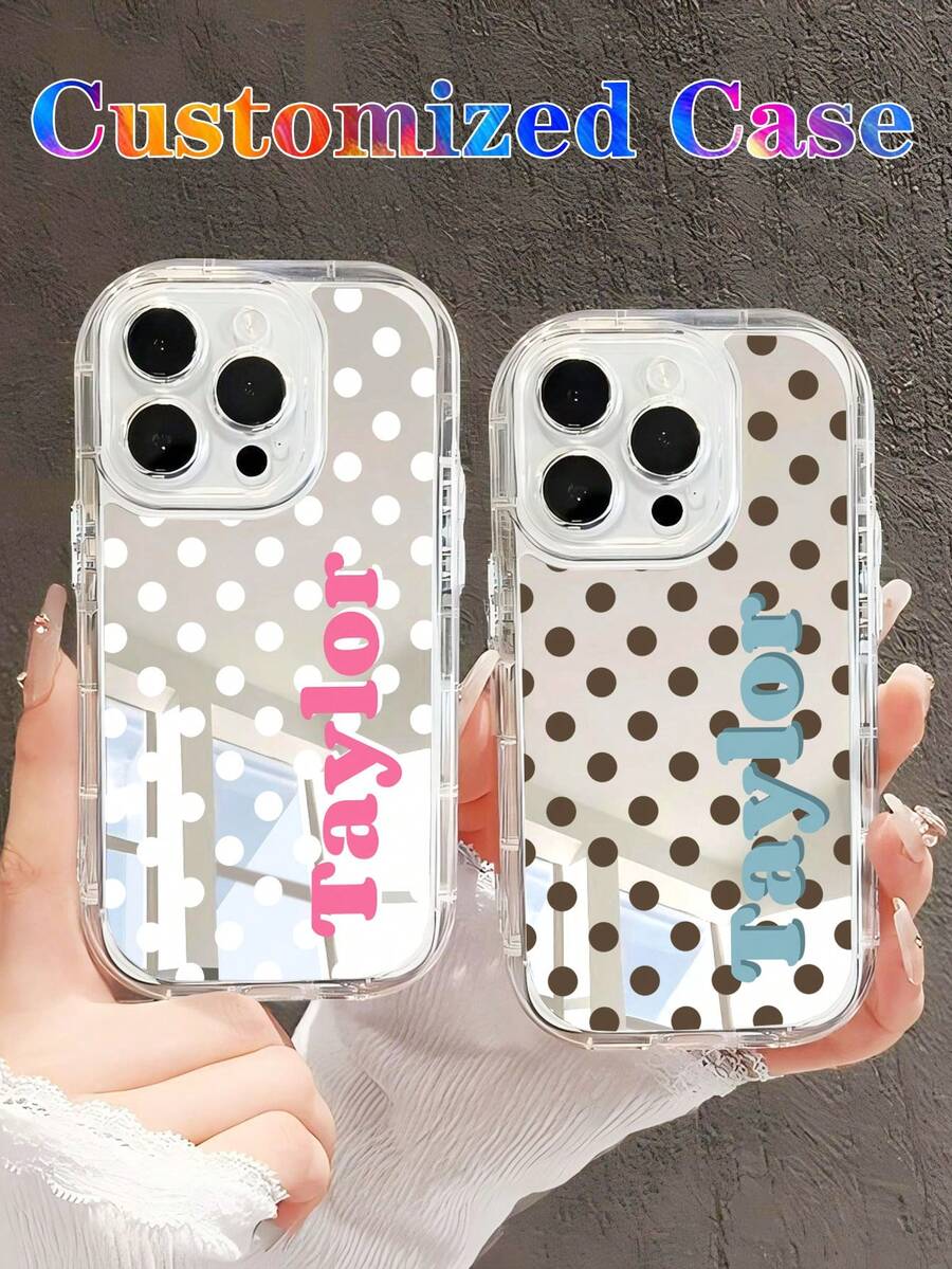 Ốp lưng điện thoại họa tiết chấm bi tối giản, in tên và chữ cái theo yêu cầu, vỏ cứng bảo vệ toàn diện, tương thích với iPhone 11/12/13/14/15/16 17 Pro Max. - Nhiều màu - Xem 1