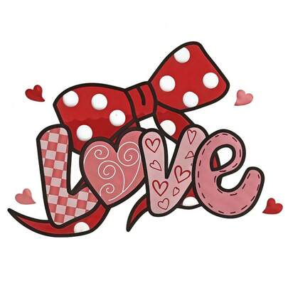 1pc Colorful And Fun Love Letter Hot Stamping Sticker - Suitable For Ironing Patches On T-Shirts, Hoodies, And Backpacks - Multi Colored Floral Heart-Shaped Stickers, Suitable For DIY Crafts, Christmas, Day Of The Dead, And Valentine's Day Gifts