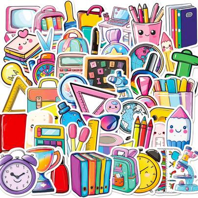 50 قطعة/عبوة ملصقات سلسلة القرطاسية الملونة الإبداعية، ملصقات الكمبيوتر الوردي وساعة الإنذار البنفسجية، ملصقات زخرفية مع اقتباسات ملهمة، ألوان زاهية، مناسبة لزجاجات المياه والزلاجات والمفكرات والألبومات والمستلزمات الحفلات، بطراز الغرافيتي، ملصقات ممتعة لمستلزمات الألبوم الفني والملصقات الطريفة لأجهزة كيندل