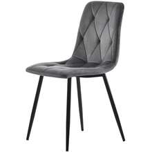 Dining Table And Chair Set (5 Pieces Total), Round Marble Dining Table. Black Metal Table Legs + 4 Optional Multicoloured Chairs. - Grey - View 7