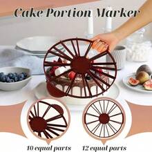 1个可重复使用的面包/蛋糕分割器，圆形10/12片切割器，食品级PP材质，耐用蛋糕切割工具 - 彩色 - 查看 1