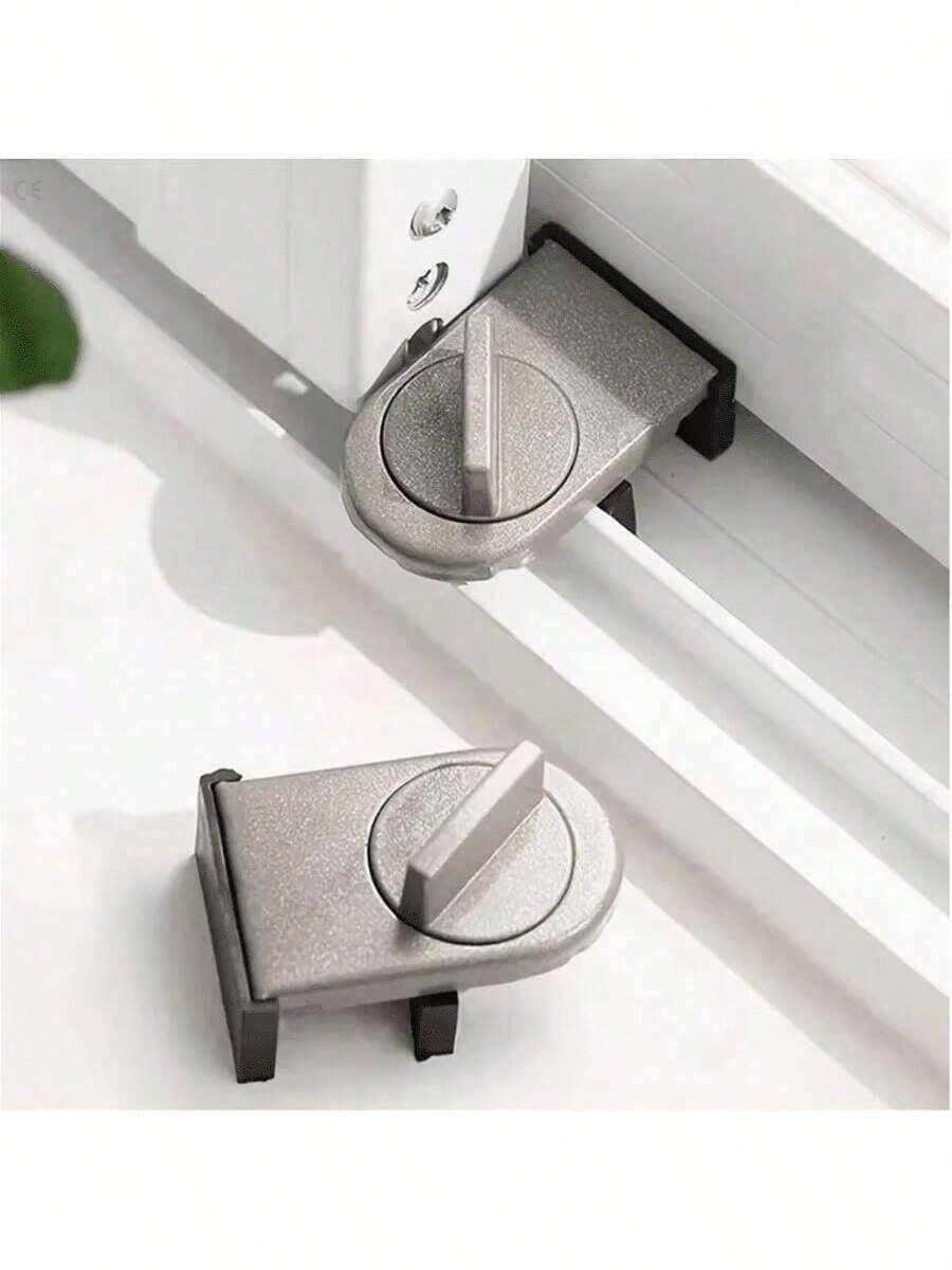 Stainless Steel Sliding Door Anti-Theft Lock With Tool-Free Thumb Turn, Compact Security For Patio, Balcony And Home, 2pcs/4pcs