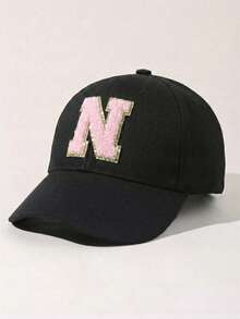 1pc Adjustable Baby Baseball Cap - Soft Alphabet Letter Infant Sun Hat - Unisex Newborn & Toddler Daily Wear Hat (A-Z Letters) - Multicolor - View 8