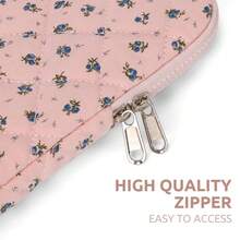 Puffy Laptop Sleeve 13-15.6 Inch Cute Quilted Laptop Protective Case Padded Floral Computer Sleeve For MacBook (A-Dark Pink, 13 Inch) - A-深粉紅色 - 查看 7