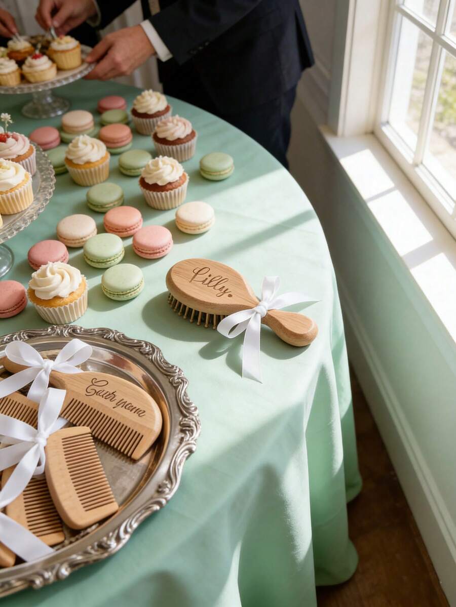 个性化竹制刻字梳，定制伴娘礼物，刻字伴娘木梳，女士礼物，雕花木梳，母亲节礼物，婚礼梳，防静电发梳，便携式发饰，结婚纪念日生日礼物，伴娘礼物，独特节日派对纪念品，多功能，装饰性强，休闲字母，柔软，独特，可定制，个性化，理想的女士礼物，送给女朋友、她、男朋友、朋友 - 彩色 - 查看 1