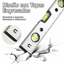 Nivel magnético de aleación de aluminio de 600 mm, medición precisa triangular, vertical y horizontal. Su potente adsorción magnética garantiza la estabilidad y la precisión en las mediciones tridimensionales. Ideal para muebles y construcción. - 60 centímetros - Ver 6