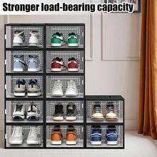 Thick Transparent Shoe Box With Lid, Foldable & Stackable Plastic Shoe Rack Organizer - Waterproof, Space-Saving Storage For All Shoe Types - Ideal For Foyer, Bedroom, Home, Dormitory - 黑色-12 - 查看 6
