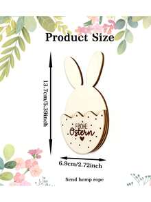 1pc Wooden Easter Bunny Decoration With Pocket For Gifts, Printed With "Happy Easter" Greeting, Suitable As Centerpiece For Easter Dinner Table, Office, Classroom, Party, Indoor/Outdoor Events, Also Great As Easter, Thanksgiving, Mother's Day Gift, Desktop Decor - one-size - View 8