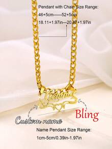 Customized Sparkling Frosted Double-Layered Name Necklace, Personalized Minimalist Style Romantic Couple Stacking Necklace With Round Snake Chain Pendant, Suitable For Everyday Wear. Available In Gold, It's Fashionable, Multi-Colored, Vintage, Simple, Unisex, Casual, Cute, Customizable, Personalized, And Unique. - 5NK Chain Brushed Finish - Single Layer Double Buckle - View 2