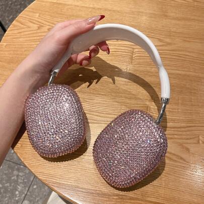 Funda de auriculares de lujo con lentejuelas y cristales compatible con los auriculares Apple Max, funda protectora compatible con los auriculares inalámbricos Apple Over-Ear, diseño elegante