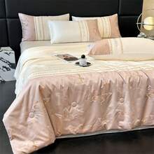 Juego de cama de verano de cuatro piezas de Tencel, manta fresca de seda de hielo, manta de aire acondicionado - Mariposa - Melocotón Blanco Energético - Ver 10