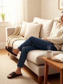 Trending Unisex Slippers, Lightweight EVA Non-Slip Indoor Bathroom Sandals, Suitable For Home, Beach, Shower - Khaki - View 6