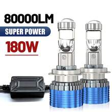 HYNBYZJ 2pcs H7 H4 Led Projector Lens Hi/Low H11 9005 HB3 9006 HB4 Car Headlight Bulbs 12V 24V Canbus 80000LM LHD Mini Lamp - A - View 2