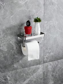1pc Bathroom Tissue Roll Holder Storage Rack Bathroom Decor Fall Decor - Silver - View 1