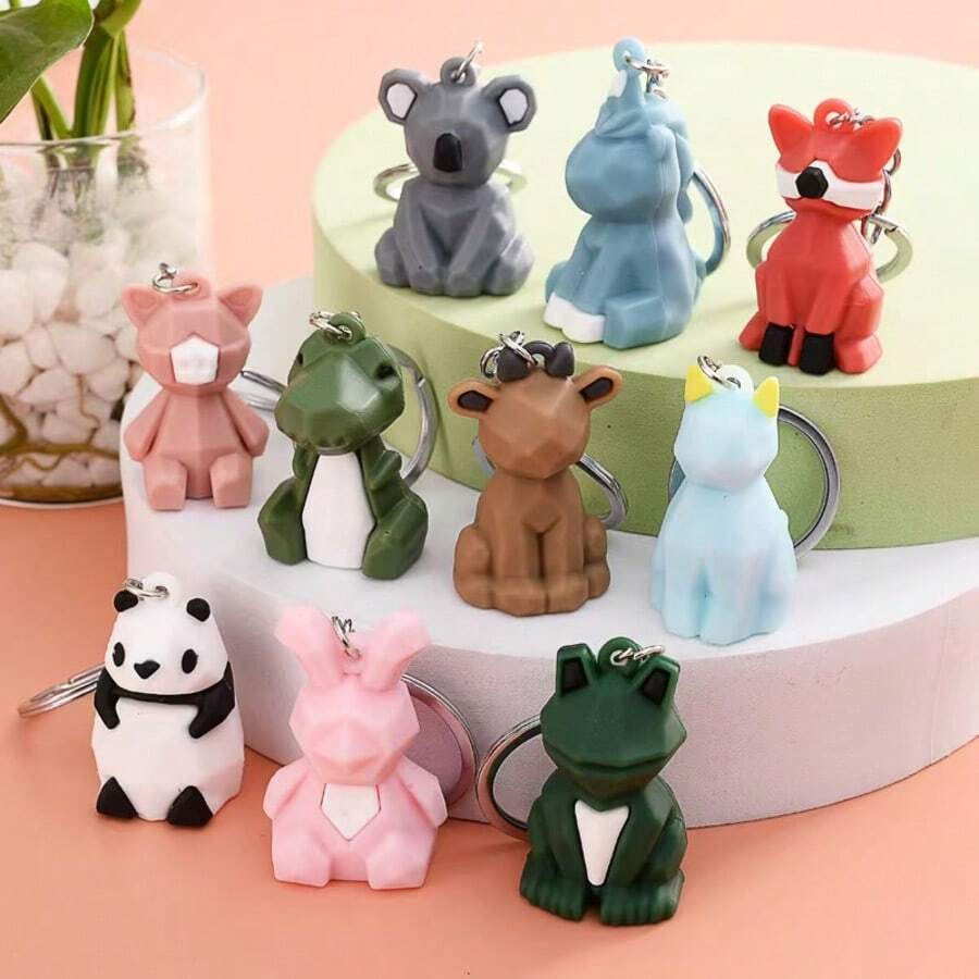 1pc New Pixel Animal Pendant PVC Soft Keychain, Fashion Backpack Car Key Chain, Birthday Party Favor Gift - Multicolor - View 1