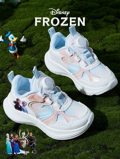  1 Pair Disney Frozen Themed Children's Athletic Shoes, Including Elsa Princess, Anna Princess And Arendelle Princess Sneakers, Suitable For Daily, Holiday Sports And Outdoor Wear. Comfortable, Non-Slip And Durable Soles, Breathable.