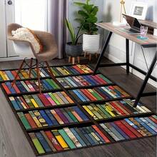 现代风格书架，金色绒面材质，菱形绒面地毯，地域风格地毯，波西米亚风格，客厅地毯，菱形绒面低绒长方形地毯，装饰性地板地毯，适用于客厅、卧室及四季家居装饰，柔软易打理，可机洗 - A - 查看 5