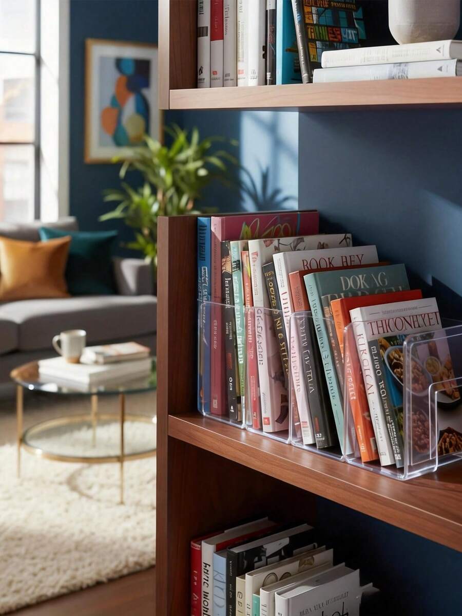 1 chiếc kệ sách để bàn 4 ngăn bằng nhựa PP acrylic chịu lực cao, có vách ngăn - Kệ đựng đồ dùng văn phòng đa năng, chịu lực cao, dùng để đựng sách, giá sách acrylic trong suốt cho học sinh, giá để sách văn phòng phẩm. - Nhiều màu - Xem 1