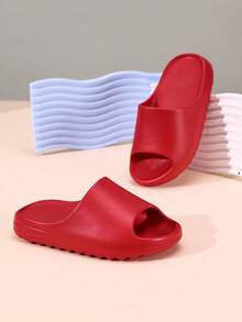 Simple, Cute, Casual, Non-Slip, Wear-Resistant, Lightweight, Comfortable, And Versatile Children's Flat Slippers For Boys And Girls - Red - View 4