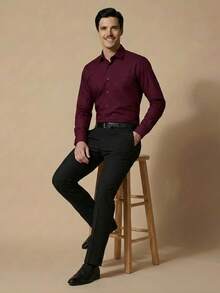 pthirillo Men's Tailored Slim Fit Executive Dress Pants, Smart Casual Style, Oxford Polyester Fabric, Classic Formal, Lightweight And Refined - 黑色的 - 查看 8