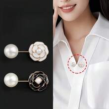 优雅山茶花别针套装 - 防滑衬衫夹，安全女士配饰 - 多色 - 查看 1