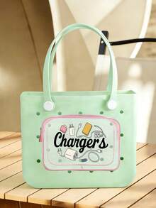 New Chargers Print Bogg Beach Makeup Bag,Beach Accessories, Toiletry Bag,Travel Accessories;Travel Essentials; Multi Color Insert Accessory Compatible, For Decorative Charm Inserts,Suitable For Travel And Outings, Water-Tight - Ideal For Travel,Versatile Inner Organizers,Waterproof, Wear-Resistant, Easy To Clean, Suitable For Bogg Bags, Transparent Bogg Cosmetic Bag With Phone Holder, Compartmentalized Internal Storage Compatible Travel Cosmetic Bag - Multicolor - View 7