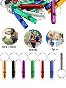 2/6/8pcs Aluminum Alloy Emergency Whistle With Hook, Outdoor Camping Hiking Fishing Hunting Survival Distress Whistle - Multicolor - View 1