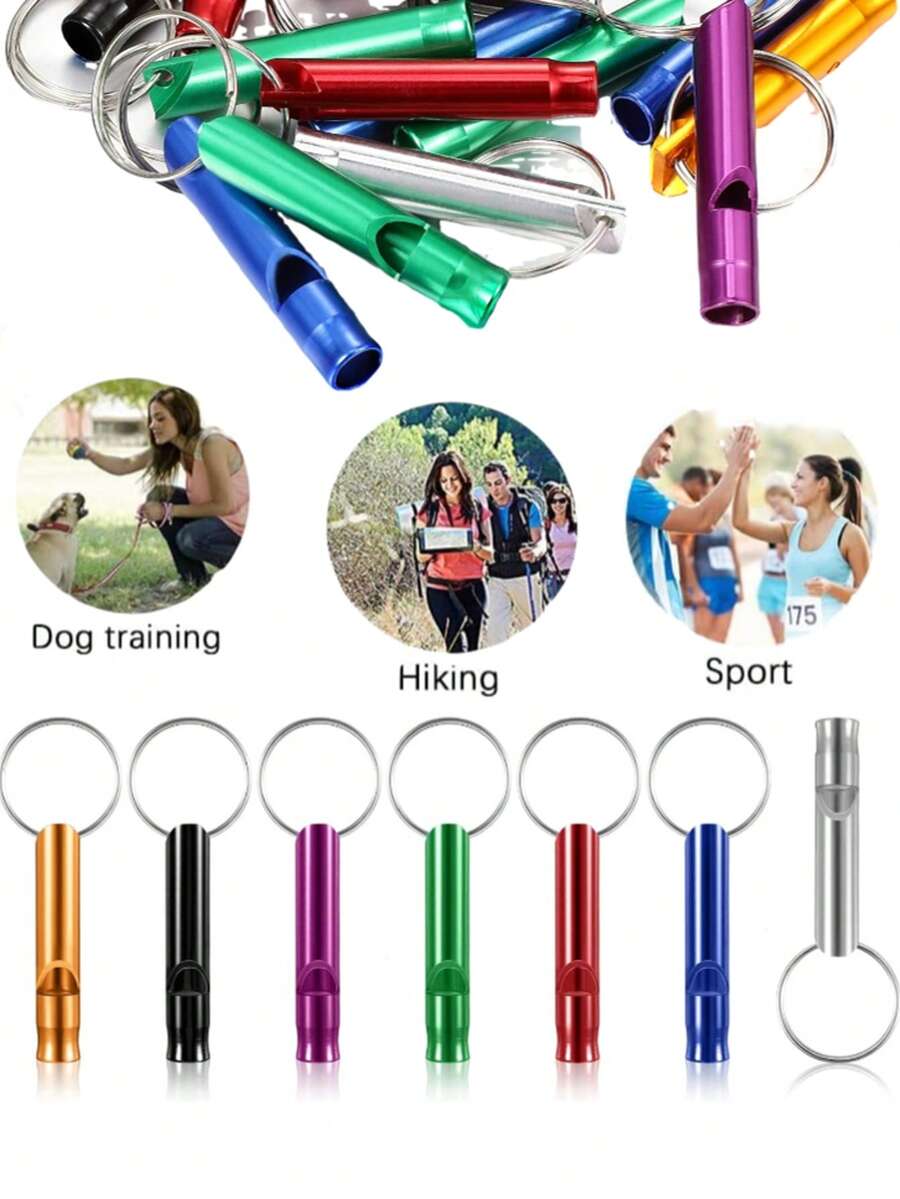 2/6/8pcs Aluminum Alloy Emergency Whistle With Hook, Outdoor Camping Hiking Fishing Hunting Survival Distress Whistle - Multicolor - View 1
