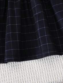 1pc Girls Casual Patterned Print Long Sleeve Waist Ruffle Hem Dress, Suitable For Everyday Wear, School, Gatherings, Autumn/Winter - Royal Blue - View 5