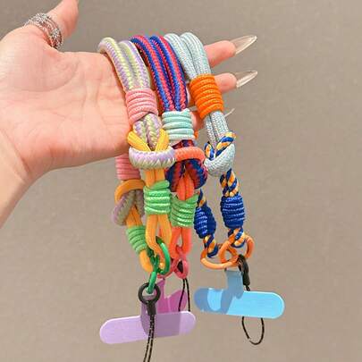 1 buc nou simplu contrast culoare groasă scurtă curea cu pad țesut telefon curea încheietura mâinii breloc geantă curea pad cadou unic pentru prietena, cel mai bun prieten, familie, Ziua Îndrăgostiților, Eid Al-Fitr