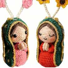 Handmade Crochet Car Charm Hanging Ornament - Unique Car Interior Decor Accessory With Prayer Angel Design - Soft Yarn Dashboard Decor For Safety & Blessing - Cute Red & Green Outfit With Yellow Flowers - Cozy Boho Car Decor For Men & Women - Ideal Gift For Boyfriend, Husband, Father, Friend - Car Accessories, Car Decor, Gifts For Men, Car Stuff, Auto Interior Embellishment, Personalized Vehicle Gift - A - 查看 7
