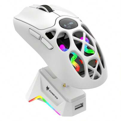 فأرة لاسلكية بلوتوث خفيفة الوزن للألعاب، ثلاثية الأوضاع، مع إضاءة RGB، مناسبة للكمبيوتر والكمبيوتر المحمول واللوحي، هدية عيد الميلاد / هدية عيد الميلاد / عطلة رأس السنة 2026 / ديكور عيد الميلاد / هدية إصدار عيد الميلاد للأطفال / هدية للعائلة