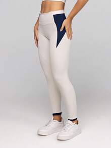 LOT FITNESS Women's Polyamide Fitness Leggings With Pockets, Frame Style - Cát - Xem 9