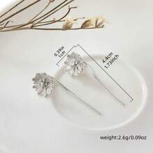 1 对创意小众设计波西米亚风格耳环适合女士日常佩戴 - 銀色 - 查看 8