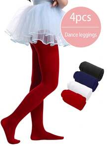 4 st. flickbalettstrumpbyxor, mångsidiga sammetsleggings i mjuk och smal passform, lämpliga för vår, sommar, höst och vinter - Multifärgad - Visa 14