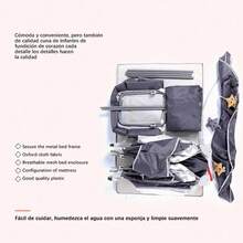 Cuna Corral Plegable Para Bebe Con Ruedas Y Mosquitero - Gris - Ver 8