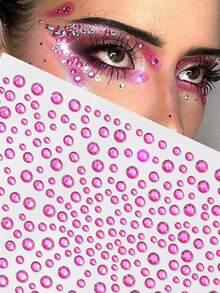 2pcs/1pc Silver Glitter Face Stickers, Suitable For Rave Parties, Makeup, Rhinestone Stickers, Y2K Style Music Festival DIY Eye & Face Decor, Valentine's Day Gift - Multicolor - View 15