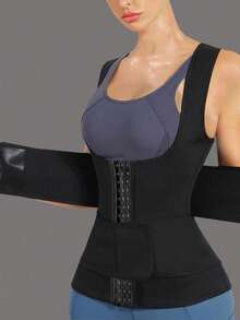 1 chiếc áo nịt eo có khóa kéo cho nữ, áo nịt eo có khóa kéo - màu đen - Xem 1