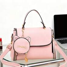 Elegant Large Capacity Pink Shoulder Bag For Women: Soft Faux Leather Handbag For Fashionable Everyday Use. - Hồng - Xem 4
