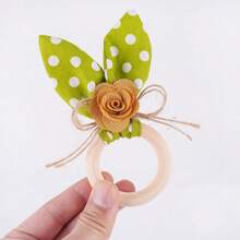6 Pcs Easter Bunny Ears Napkin Rings Set Creative Dot Rabbit Ears Napkin Ring Holders With Flower Farmhouse Tissue Rings For Spring Dining Table Party Holiday Decor - Multicolor - View 3