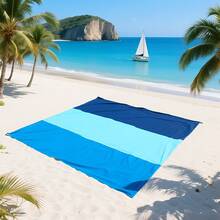 Bardzo duży, lekki koc plażowy anty-piaskowy dla 4-7 osób, odpowiedni na plażę, w podróż, na kemping, do wędrówek i jako wyposażenie kempingowe - Wielokolorowe - Zobacz 12