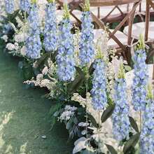 1/3/60支仿真紫色勿忘我，玉花丝绸花，长茎风信子仿真花，质感逼真，仿真燕麦草，适用于婚礼、家居、户外派对花艺布置、桌面装饰、花园、酒店、酒吧、壁炉花瓶装饰、派对用品、DIY拱形花环装饰、女孩礼物 - 藍色 - 查看 7