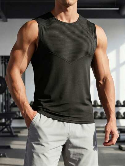 男士夏季无袖运动背心，跑步健身训练T恤，多种颜色可选，适合日常夏季外出、户外运动、休闲穿着，也是节日礼物之选。