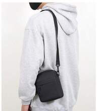 1 Set Men's Shoulder Messenger Bag, Phone Pouch, Coin & Key Holder - Black - View 1