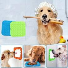 1pcs Square Dog Lick Mat, Silicone Slow Feeder Dog Bowl Mat With Suction Cup, Dog Training Pad - Multicolor - View 2