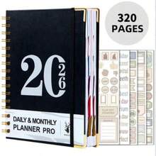 2026 Planner - 320 Pages - Weekly & Monthly Planner For 365 Days, With Stickers, Dual Stitching, Integrated Pockets, Includes Time Management Tools, Self-Discipline Strategies, And Daily Journal. English Notebook, Metal Spiral Notebook, Calendar, This Week Schedule, Office, Home, Study Supplies For Men & Women - Multicolor - View 15