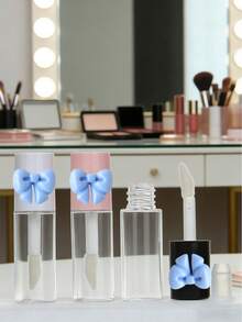 2 piezas Tubo de brillo de labios vacío recargable de 3ml con lazo, herramienta de belleza, tubo redondo mini, envase de lápiz labial transparente de tamaño de viaje, adecuado para aceite de labios y envase cosmético de brillo de labios de mujer, adecuado para rellenar brillo de labios DIY, aceite de labios y otros envases cosméticos, herramientas de maquillaje, regalos para mujeres, para el Ramadán, Eid Al-Fitr, San Valentín, Día de la Madre y Acción de Gracias. - Multicolor - Ver 2