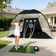 Golf Practice Net With Turf Mat, Complete Backyard Hitting Aid Set, 3-In-1 Training Mat, Target Pockets, Portable For Indoor Outdoor Driving Chipping Swing - Black - View 8