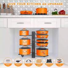 Aimall Multi Layer Storage Rack For Pots, Kitchen Pot Lid Rack, Adjustable Pot Rack, Storage Rack, Vertical Multifunctional Countertop Storage Rack - Black - View 8